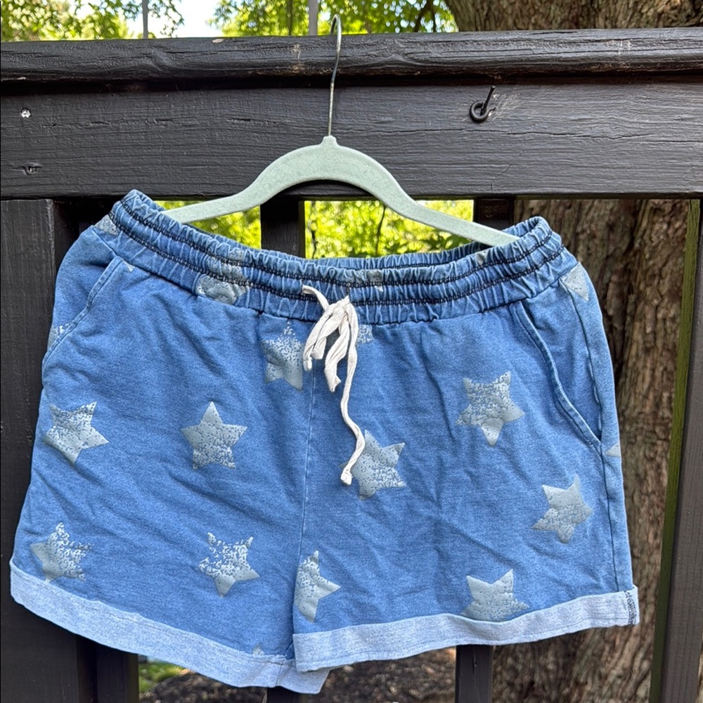 Hem & Thread Blue and Gray Athletic Shorts Lightweight Comfort